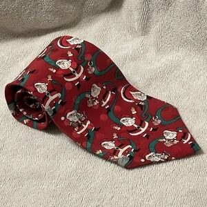 Vintage Spencer‎ & Lowe Red Christmas Santa Neck Tie 100% Silk Made In USA